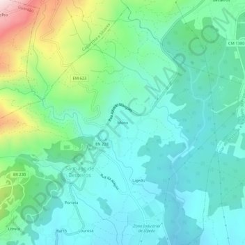 Mapa topográfico Muna, altitud, relieve