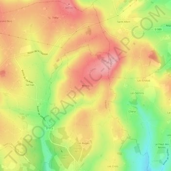 Mapa topográfico Mussy, altitud, relieve