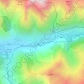 Mapa topográfico Le Casset, altitud, relieve