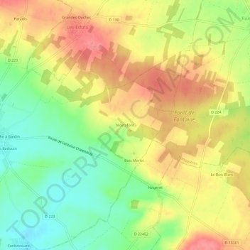 Mapa topográfico Mortafont, altitud, relieve