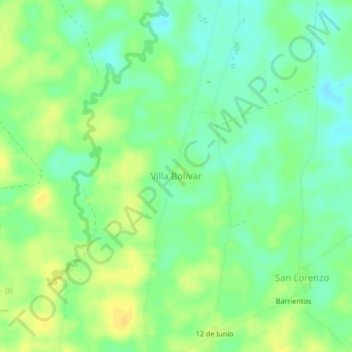 Mapa topográfico Villa Bolivar, altitud, relieve