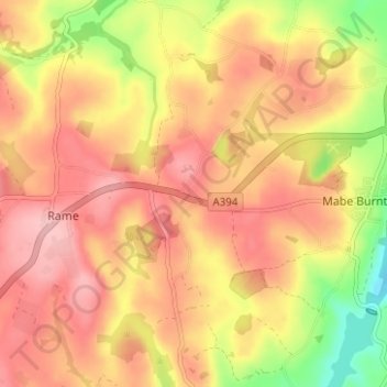 Mapa topográfico Longdowns, altitud, relieve