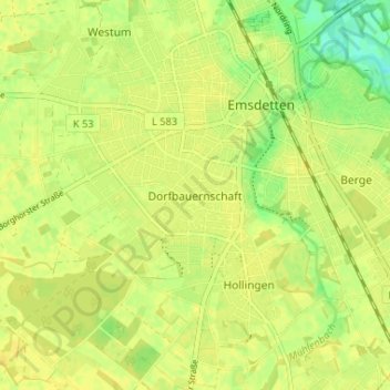 Mapa topográfico Dorfbauernschaft, altitud, relieve