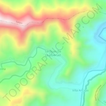 Mapa topográfico San Juan De La Libertad, altitud, relieve