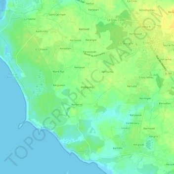 Mapa topográfico Rothquevy, altitud, relieve