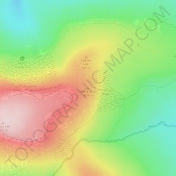 Mapa topográfico Black Dub, altitud, relieve