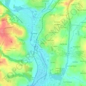 Mapa topográfico Kerimaux, altitud, relieve