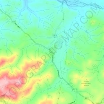 Mapa topográfico Gallina, altitud, relieve
