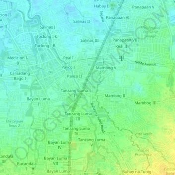 Mapa topográfico Palico IV, altitud, relieve
