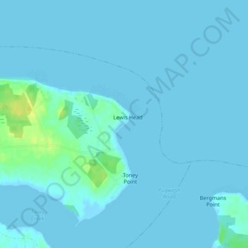 Mapa topográfico Cameron Beach, altitud, relieve