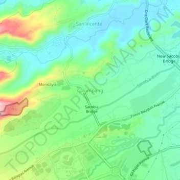 Mapa topográfico Calumpang, altitud, relieve
