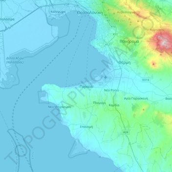 Mapa topográfico Perea, altitud, relieve