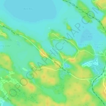 Mapa topográfico Bala Bay, altitud, relieve