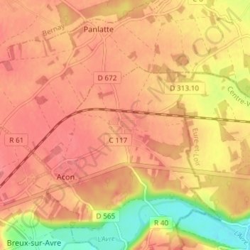 Mapa topográfico Le Mesnil, altitud, relieve