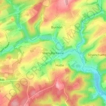 Mapa topográfico Menufontaine, altitud, relieve