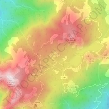 Mapa topográfico Agnarone, altitud, relieve