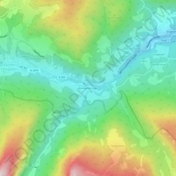 Mapa topográfico Wimbachbrücke, altitud, relieve