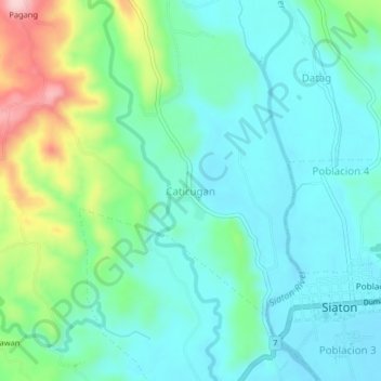 Mapa topográfico Caticugan, altitud, relieve