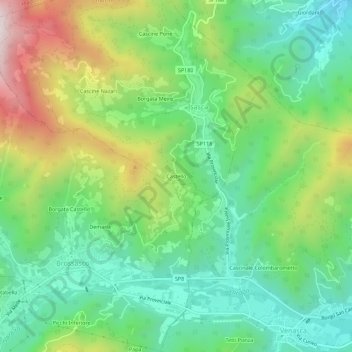 Mapa topográfico Castello, altitud, relieve