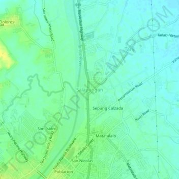 Mapa topográfico Salapungan, altitud, relieve