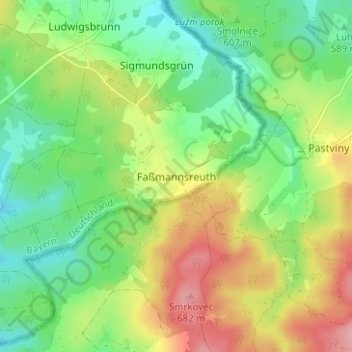 Mapa topográfico Faßmannsreuth, altitud, relieve