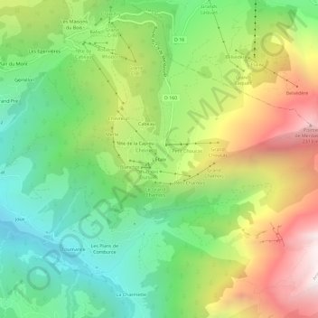 Mapa topográfico L'Étale, altitud, relieve