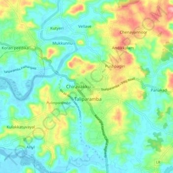Mapa topográfico Kappalam, altitud, relieve