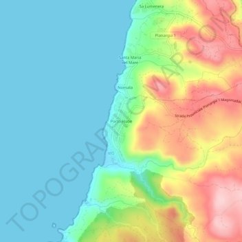 Mapa topográfico Porto Alabe, altitud, relieve