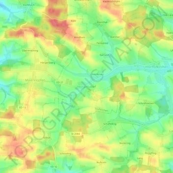 Mapa topográfico Hörgersdorf, altitud, relieve