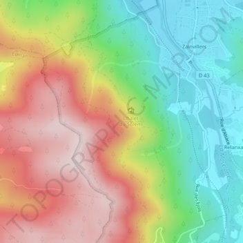 Mapa topográfico Le Solem, altitud, relieve