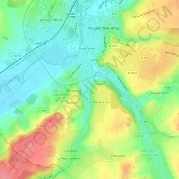 Mapa topográfico Chesneau, altitud, relieve