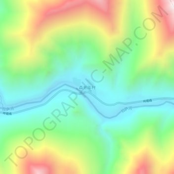 Mapa topográfico 森布库村, altitud, relieve
