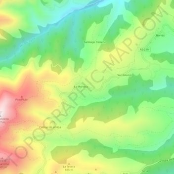 Mapa topográfico La Mortera, altitud, relieve