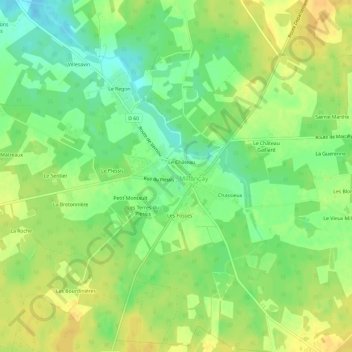 Mapa topográfico Le Couvent, altitud, relieve