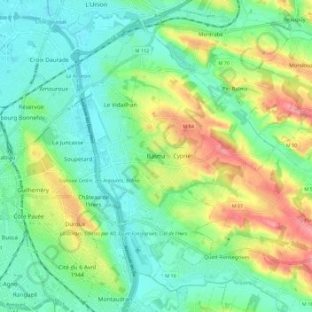 Mapa topográfico Balma, altitud, relieve