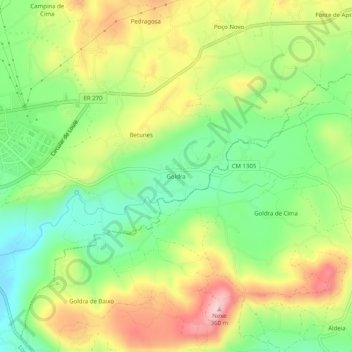 Mapa topográfico Goldra, altitud, relieve