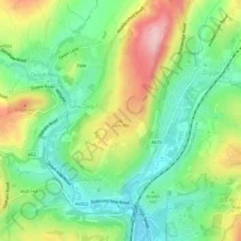 Mapa topográfico Lark Hill, altitud, relieve