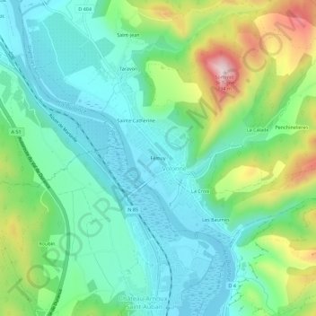 Mapa topográfico Fémuy, altitud, relieve