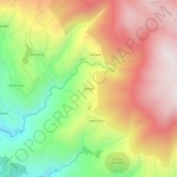 Mapa topográfico Sobrado, altitud, relieve