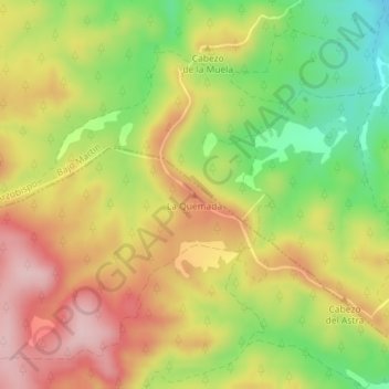 Mapa topográfico La Quemada, altitud, relieve