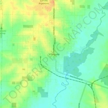 Mapa topográfico Villaguay, altitud, relieve