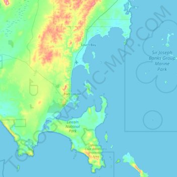 Mapa topográfico Boston Island, altitud, relieve