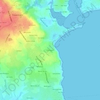 Mapa topográfico Kerscolper, altitud, relieve