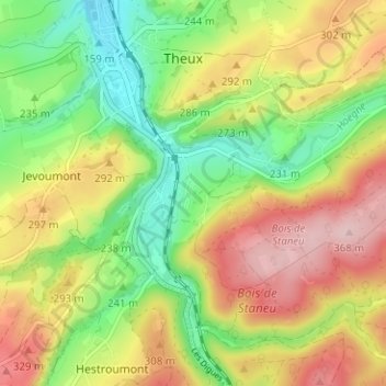 Mapa topográfico Le Staneu, altitud, relieve