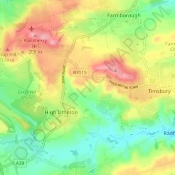 Mapa topográfico Mearns, altitud, relieve