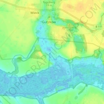 Mapa topográfico Liebenthal, altitud, relieve
