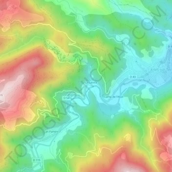 Mapa topográfico La Palme, altitud, relieve