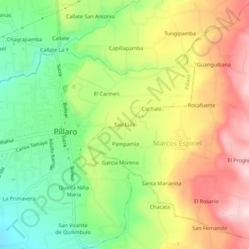 Mapa topográfico San Luis, altitud, relieve