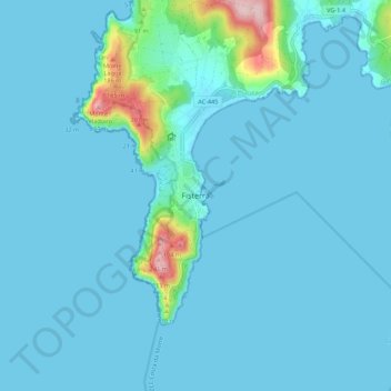 Mapa topográfico Fisterra, altitud, relieve