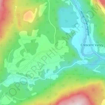 Mapa topográfico Krestova, altitud, relieve